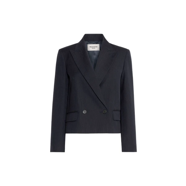 Max Mara Canapa Wool and Cotton Gabardine Blazer in Navy | Blazers | Luxury Shoes 