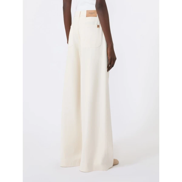 Max Mara Canneti Cotton Bull Denim Wide-Leg Jeans in Ecru | Denim | Luxury Shoes 