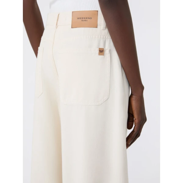 Max Mara Canneti Cotton Bull Denim Wide-Leg Jeans in Ecru | Denim | Luxury Shoes 