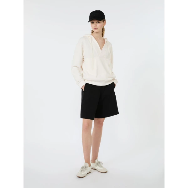 Max Mara Cannone Jersey Hoodie in Ivory | Sweaters | Luxury Shoes 