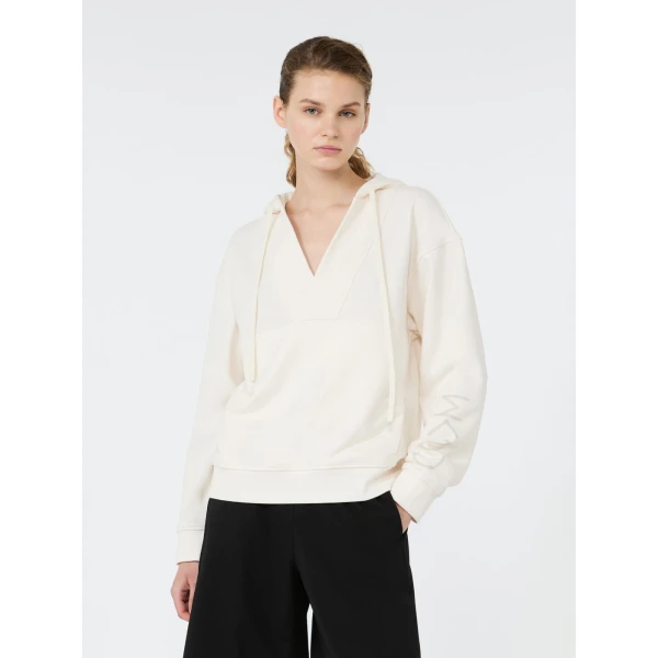 Max Mara Cannone Jersey Hoodie in Ivory | Sweaters | Luxury Shoes 