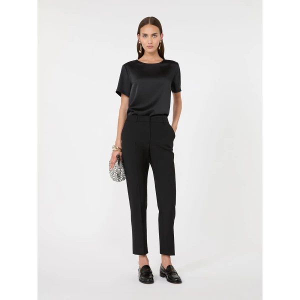 Max Mara Canon Stretch Wool Cigarette Trousers in Black | Tailored pants | Luxury Shoes 
