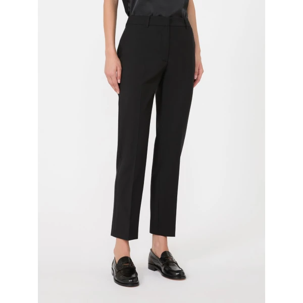 Max Mara Canon Stretch Wool Cigarette Trousers in Black | Tailored pants | Luxury Shoes 
