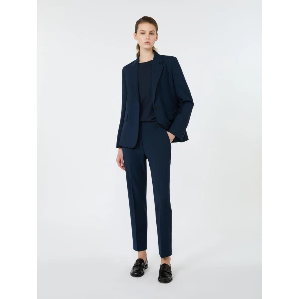 Max Mara Canon Stretch Wool Cigarette Trousers in Navy | Tailored pants | Luxury Shoes 