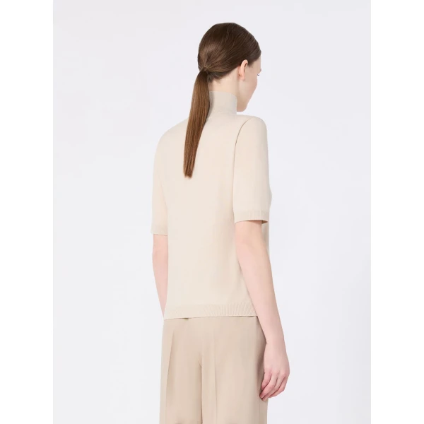 Max Mara Cantone Wool Short-Sleeve Polo-Neck Sweater in Albino White | Turtlenecks | Luxury Shoes 