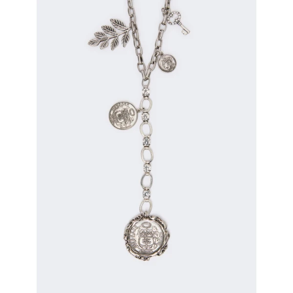 Max Mara Cantore Metal Chain Charm Necklace in Silver | Necklace | Luxury Shoes 