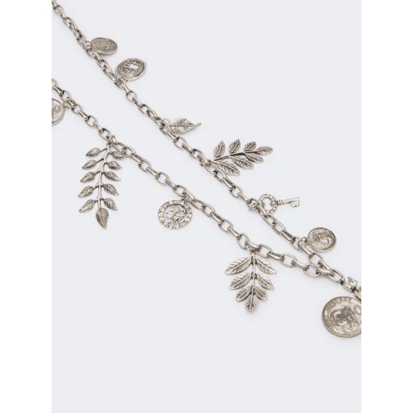 Max Mara Cantore Metal Chain Charm Necklace in Silver | Necklace | Luxury Shoes 