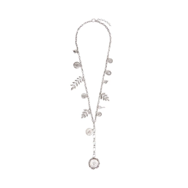 Max Mara Cantore Metal Chain Charm Necklace in Silver | Women | Luxury Shoes 
