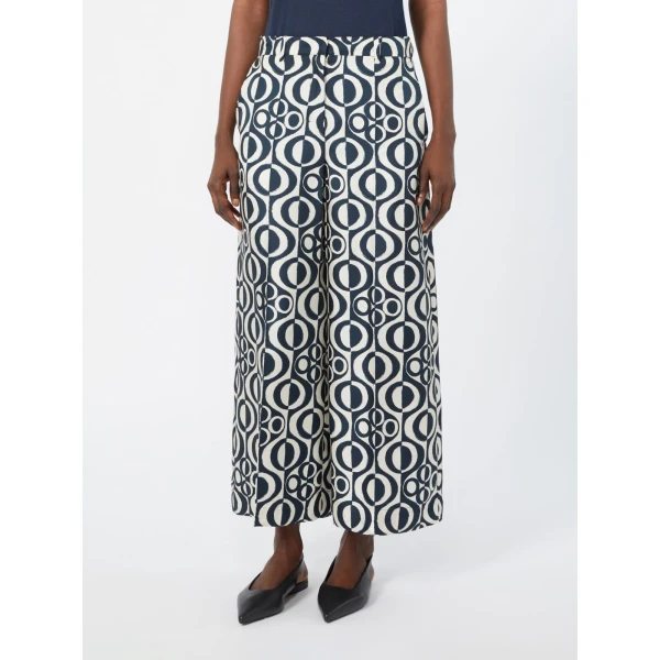 Max Mara Canzone Printed Silk Twill Trousers in Ultramarine | Wide leg pants | Luxury Shoes 