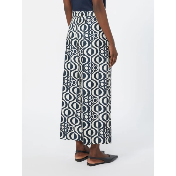 Max Mara Canzone Printed Silk Twill Trousers in Ultramarine | Wide leg pants | Luxury Shoes 