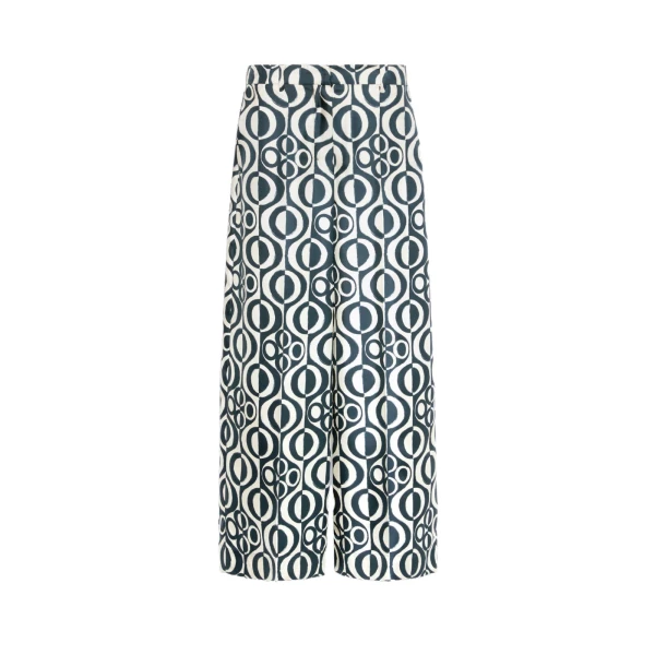 Max Mara Canzone Printed Silk Twill Trousers in Ultramarine | Wide leg pants | Luxury Shoes 