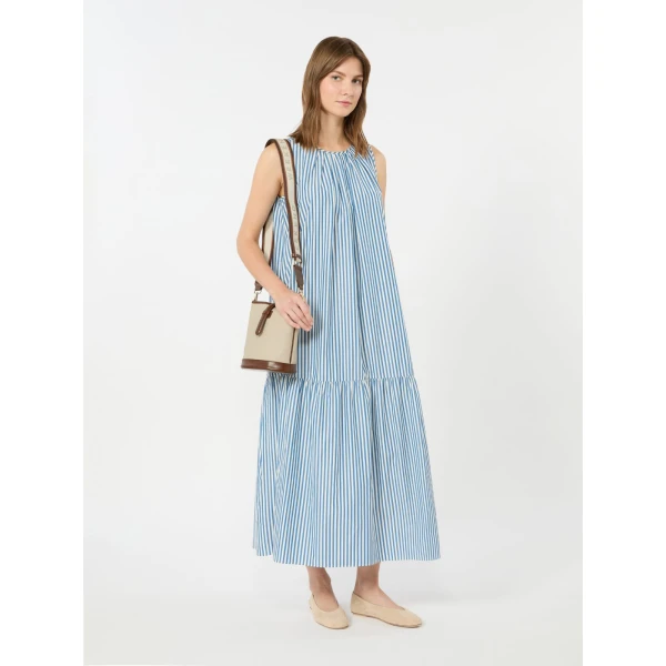 Max Mara Capo Long Cotton Poplin Dress in Cornflower Blue | Maxi Dresses | Luxury Shoes 