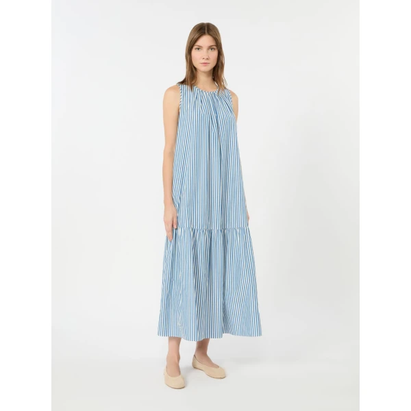 Max Mara Capo Long Cotton Poplin Dress in Cornflower Blue | Maxi Dresses | Luxury Shoes 