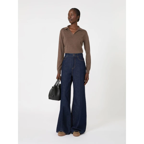 Max Mara Cappa Wool and Cashmere Polo Jumper in Marron Glace | Sweaters | Luxury Shoes 