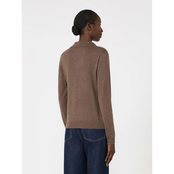 Max Mara Cappa Wool and Cashmere Polo Jumper in Marron Glace | Sweaters | Luxury Shoes 