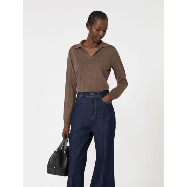 Max Mara Cappa Wool and Cashmere Polo Jumper in Marron Glace | Sweaters | Luxury Shoes 