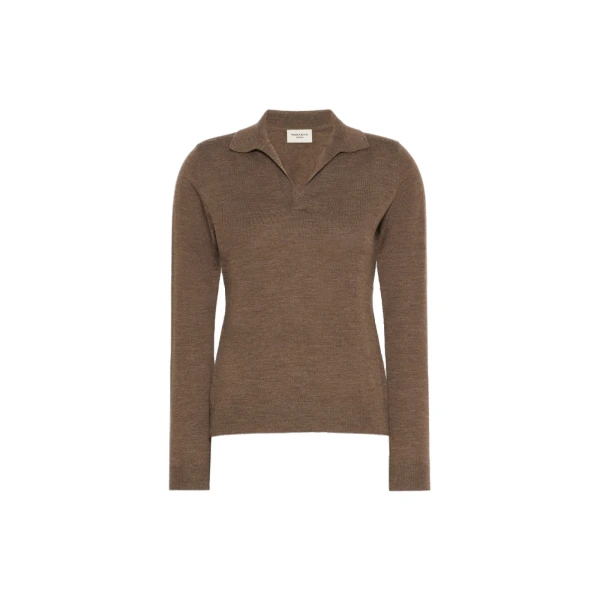 Max Mara Cappa Wool and Cashmere Polo Jumper in Marron Glace | Sweaters | Luxury Shoes 