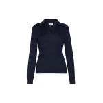 Max Mara Cappa Wool and Cashmere Polo Jumper in Navy | Sweaters | Luxury Shoes 