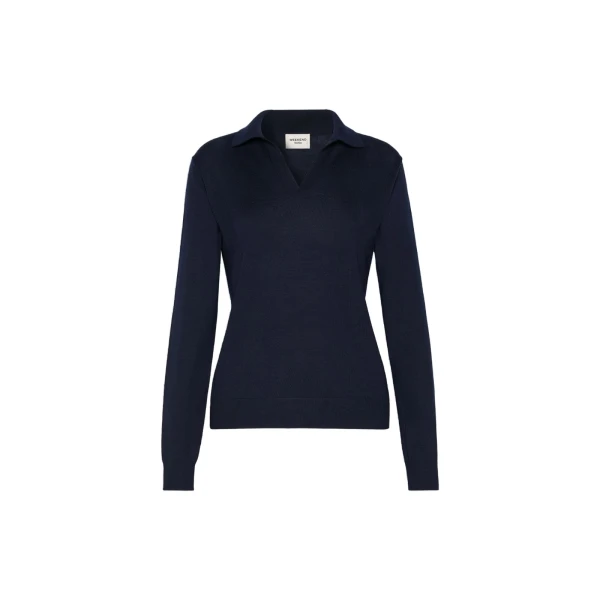 Cappa Wool and Cashmere Polo Jumper in Navy