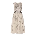 Max Mara Capsula Printed Cotton Voile Dress in Ecru | Midi Dresses | Luxury Shoes 