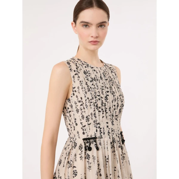 Max Mara Capsula Printed Cotton Voile Dress in Ecru | Midi Dresses | Luxury Shoes 