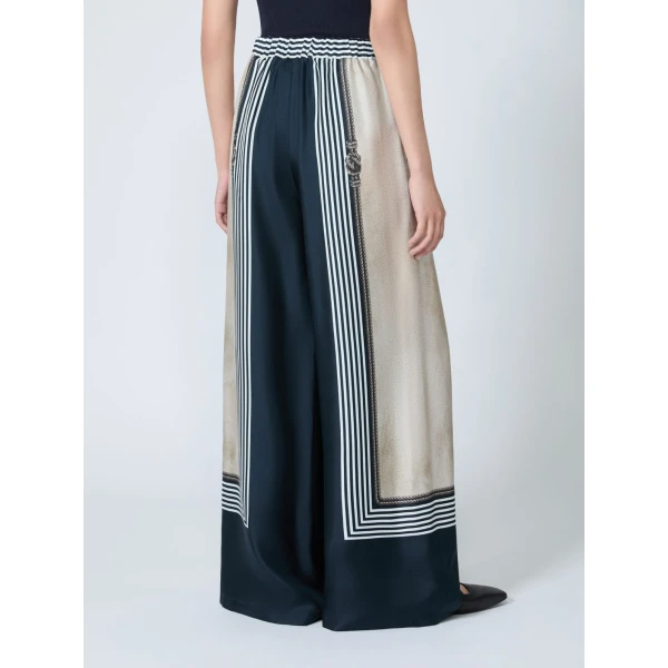 Max Mara Carabo Wide-Fit Printed Silk Trousers in Ultramarine | Wide leg pants | Luxury Shoes 