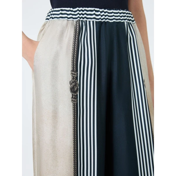 Max Mara Carabo Wide-Fit Printed Silk Trousers in Ultramarine | Wide leg pants | Luxury Shoes 
