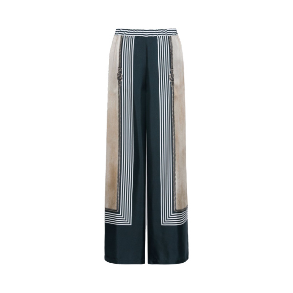 Max Mara Carabo Wide-Fit Printed Silk Trousers in Ultramarine | Wide leg pants | Luxury Shoes 