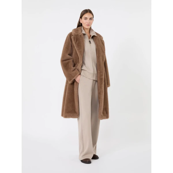 Max Mara Carezza Technical Cotton Zip Sweatshirt in Beige | Sweaters | Luxury Shoes 