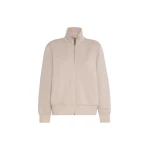 Max Mara Carezza Technical Cotton Zip Sweatshirt in Beige | Sweaters | Luxury Shoes 