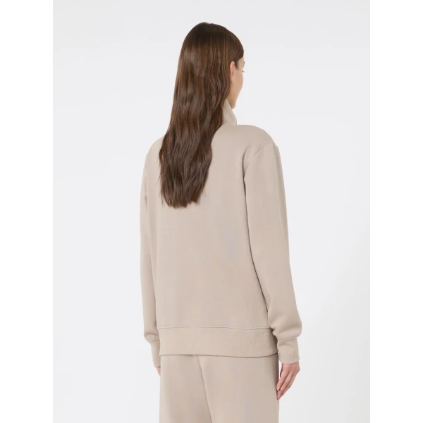 Max Mara Carezza Technical Cotton Zip Sweatshirt in Beige | Sweaters | Luxury Shoes 