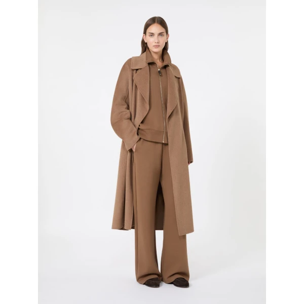 Max Mara Carezza Technical Cotton Zip Sweatshirt in Camel | Sweaters | Luxury Shoes 