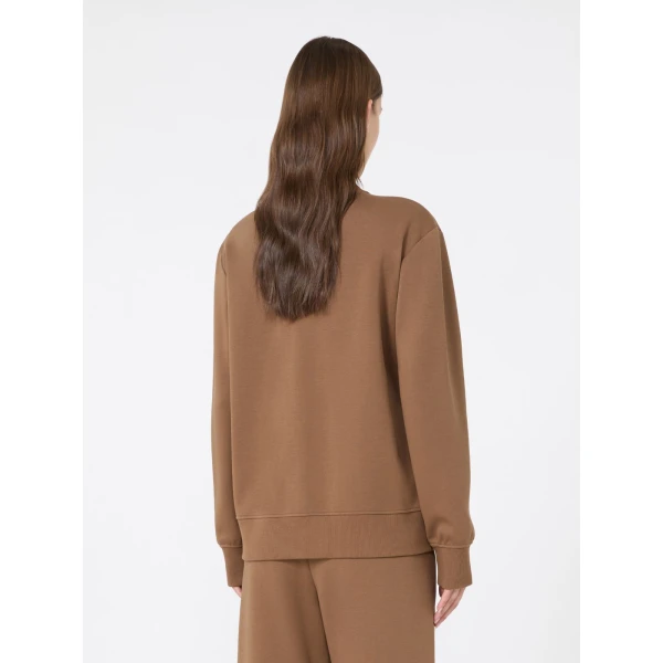 Max Mara Carezza Technical Cotton Zip Sweatshirt in Camel | Sweaters | Luxury Shoes 