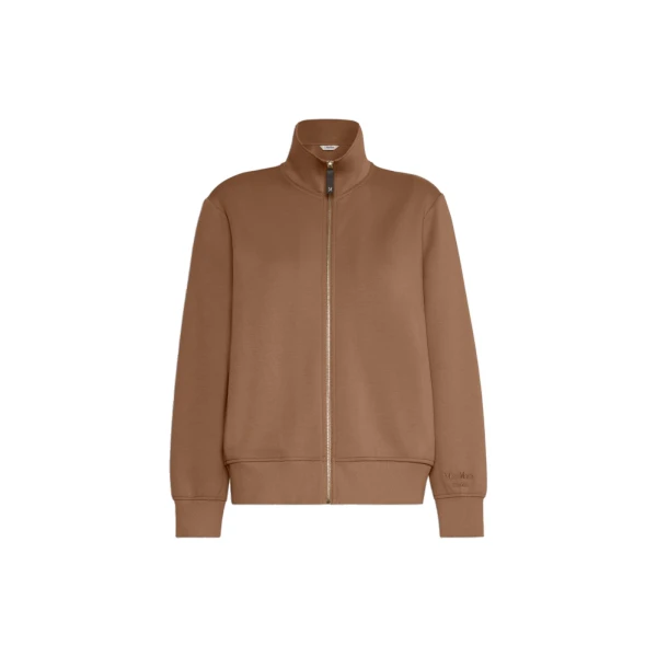 Carezza Technical Cotton Zip Sweatshirt in Camel