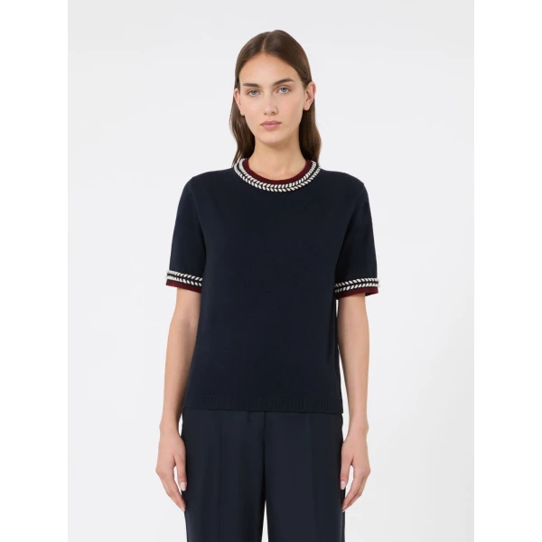 Max Mara Carina Wool Passementerie Sweater in Ultramarine | Sweaters | Luxury Shoes 
