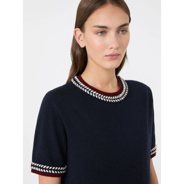 Max Mara Carina Wool Passementerie Sweater in Ultramarine | Sweaters | Luxury Shoes 