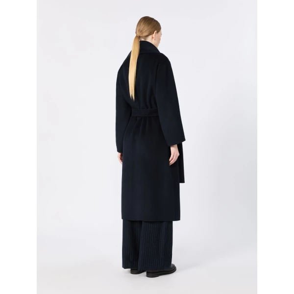 Max Mara Carisma Double Wool and Cashmere Robe Coat in Midnight Blue | Wool Coat | Luxury Shoes 