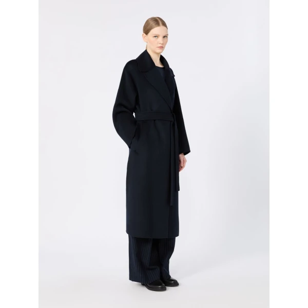 Max Mara Carisma Double Wool and Cashmere Robe Coat in Midnight Blue | Wool Coat | Luxury Shoes 