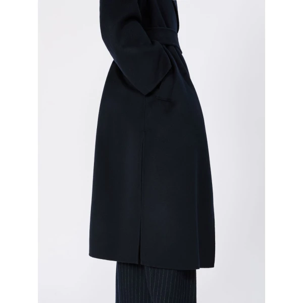 Max Mara Carisma Double Wool and Cashmere Robe Coat in Midnight Blue | Wool Coat | Luxury Shoes 