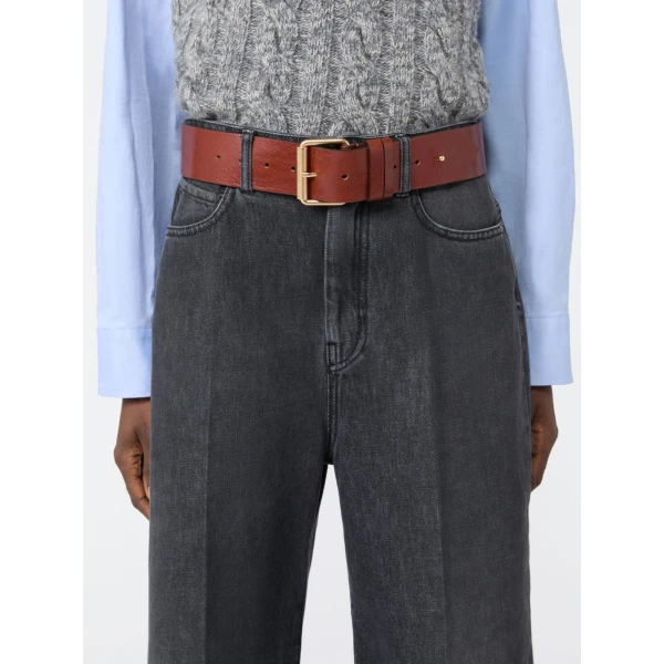 Max Mara Carnet Wide Leather Belt in Hazelnut Brown | Belts | Luxury Shoes 