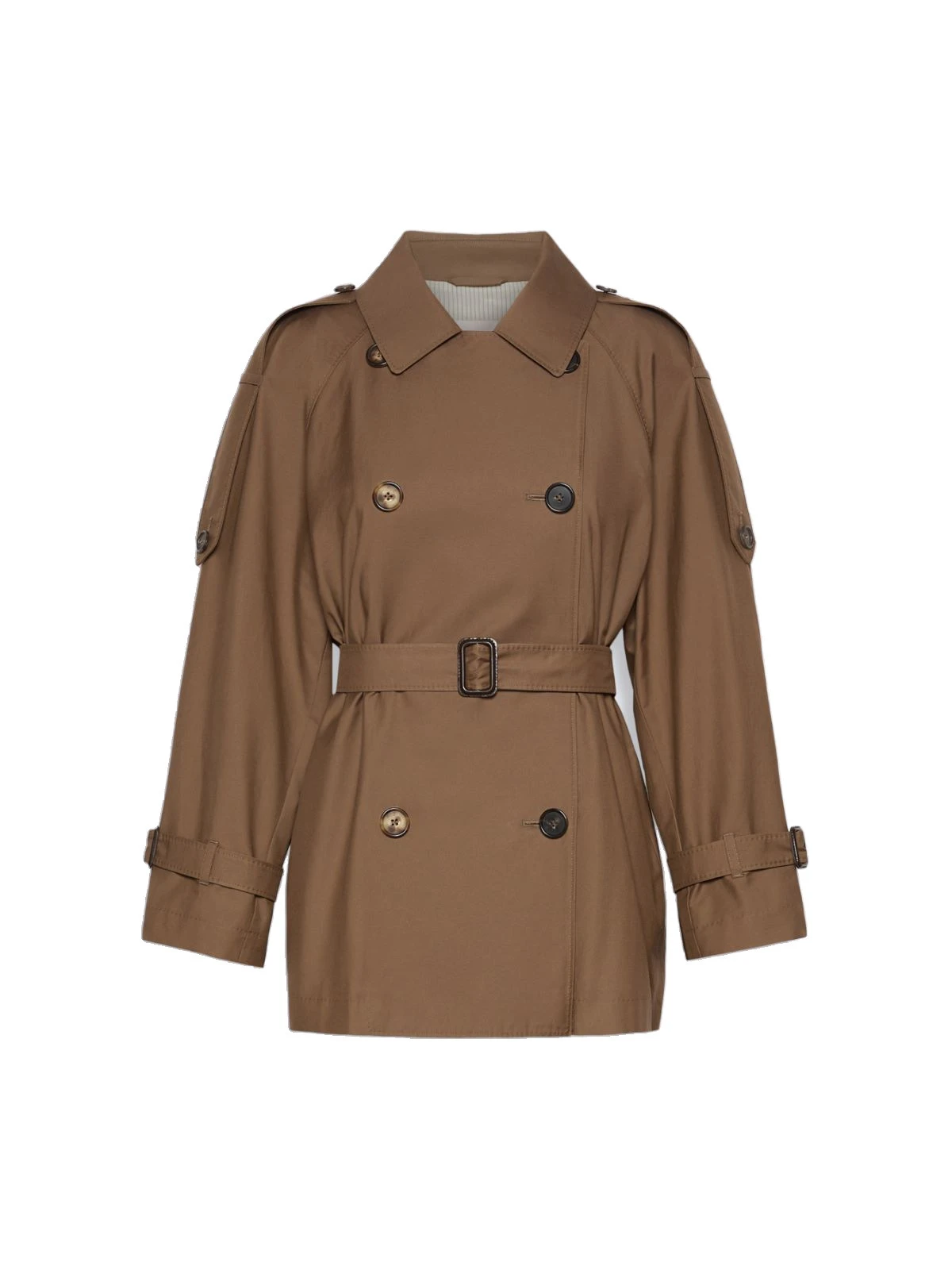 Max Mara Caroline Short Water-Repellent Twill Trench Coat in Brown Max Mara Caroline Short Water-Repellent Twill Trench Coat in Brown | Trench Coat | Luxury Shoes