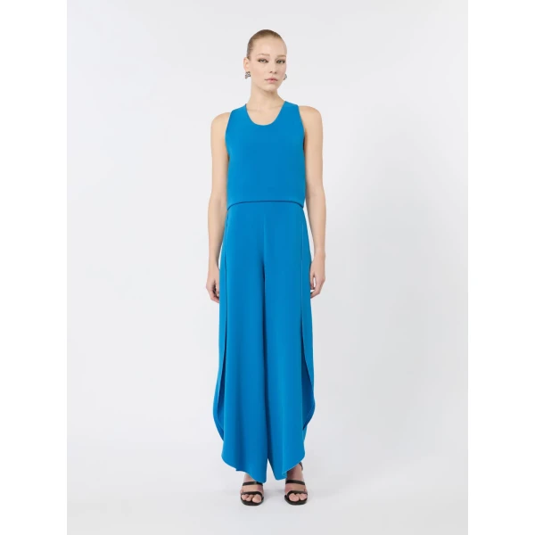Max Mara Cartone Sleeveless Cady Jumpsuit in Ocean Blue | Jumpsuit | Luxury Shoes 