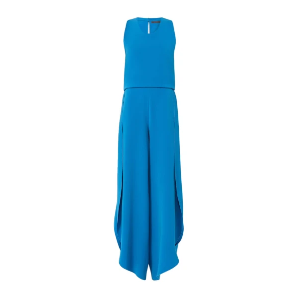Max Mara Cartone Sleeveless Cady Jumpsuit in Ocean Blue | Jumpsuit | Luxury Shoes 