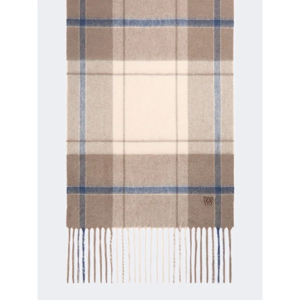Max Mara Cashmere Tartan Jacquard Scarf in Brown | Scarves | Luxury Shoes 