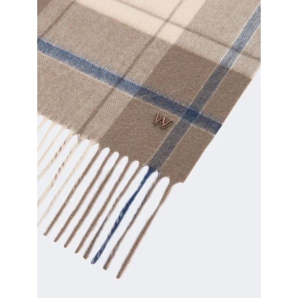 Max Mara Cashmere Tartan Jacquard Scarf in Brown | Scarves | Luxury Shoes 