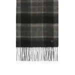 Max Mara Cashmere Tartan Jacquard Scarf in Dark Grey | Scarves | Luxury Shoes 