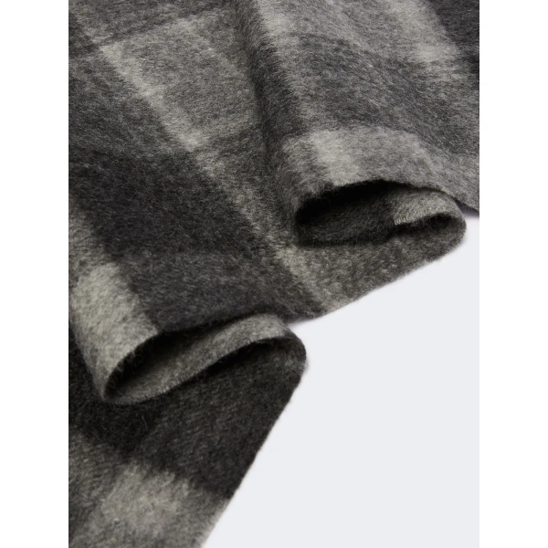 Max Mara Cashmere Tartan Jacquard Scarf in Dark Grey | Scarves | Luxury Shoes 