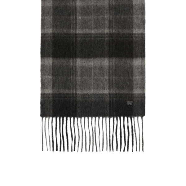 Max Mara Cashmere Tartan Jacquard Scarf in Dark Grey | Scarves | Luxury Shoes 