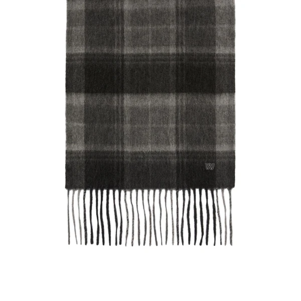 Cashmere Tartan Jacquard Scarf in Dark Grey