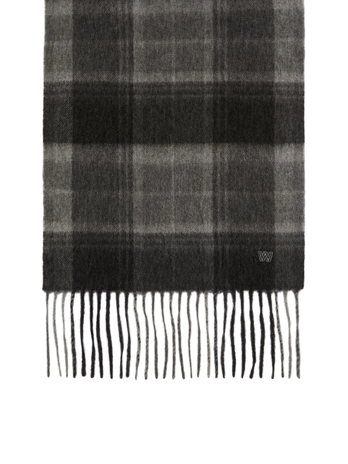 Max Mara Cashmere Tartan Jacquard Scarf in Dark Grey Max Mara Cashmere Tartan Jacquard Scarf in Dark Grey | Scarves | Luxury Shoes